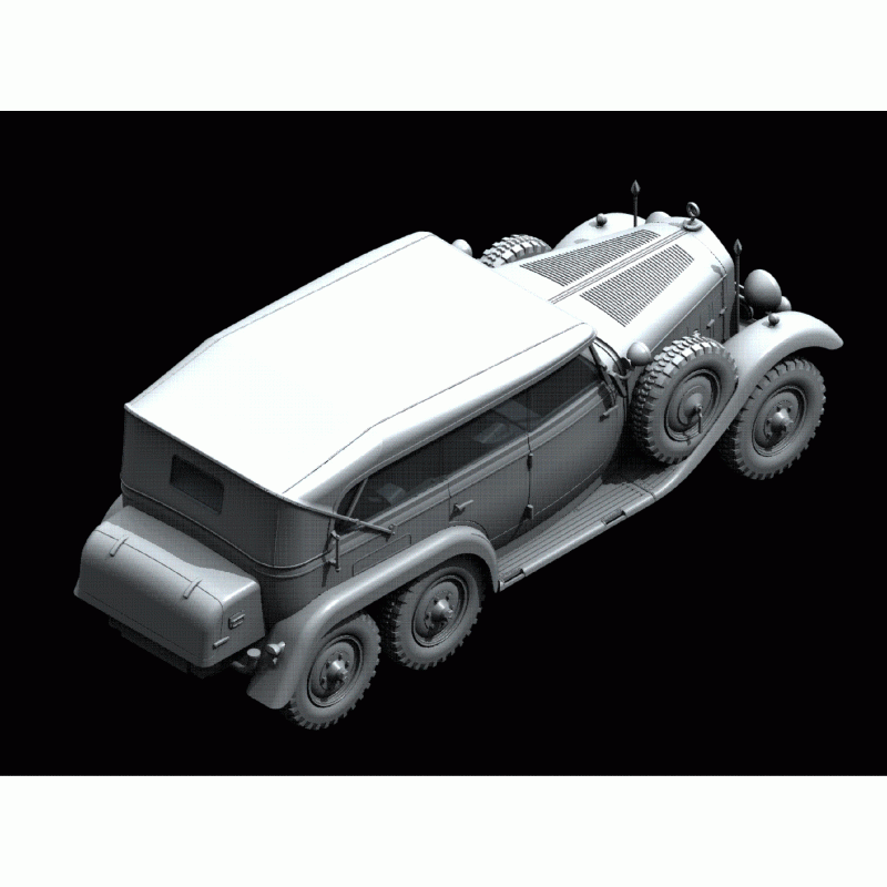 Сборная модель 1:24 Автомобиль немецкого руководства 2 Мировой войны с поднятым тентом Typ G4 ICM 24