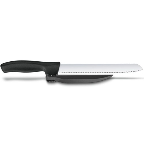 Ніж для нарізання з направляючою Victorinox SWISS CLASSIC DUX 21см хвил чорн 6.8663.21