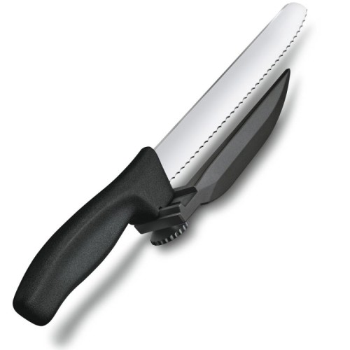 Ніж для нарізання з направляючою Victorinox SWISS CLASSIC DUX 21см хвил чорн 6.8663.21