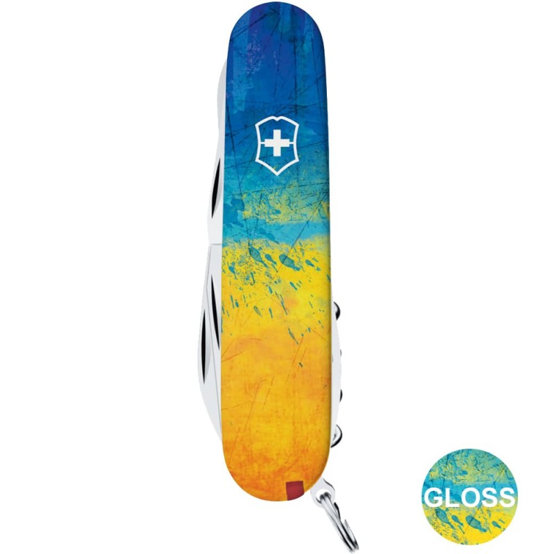 Складаний ніж Victorinox CLIMBER UKRAINE Жовто-синій малюнок 1.3703.7.T3100pw