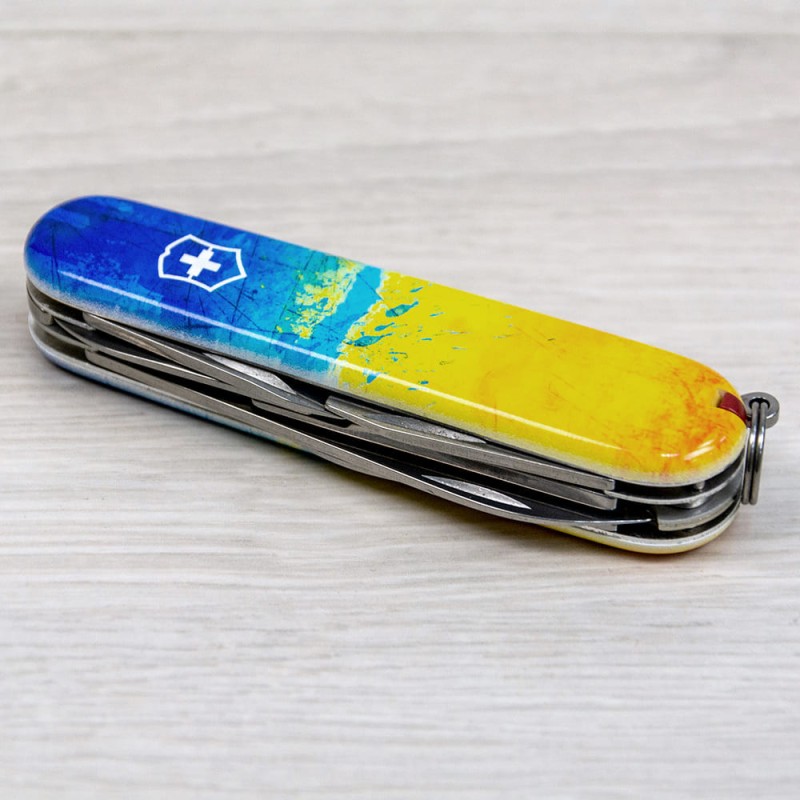 Складаний ніж Victorinox CLIMBER UKRAINE Жовто-синій малюнок 1.3703.7.T3100pw