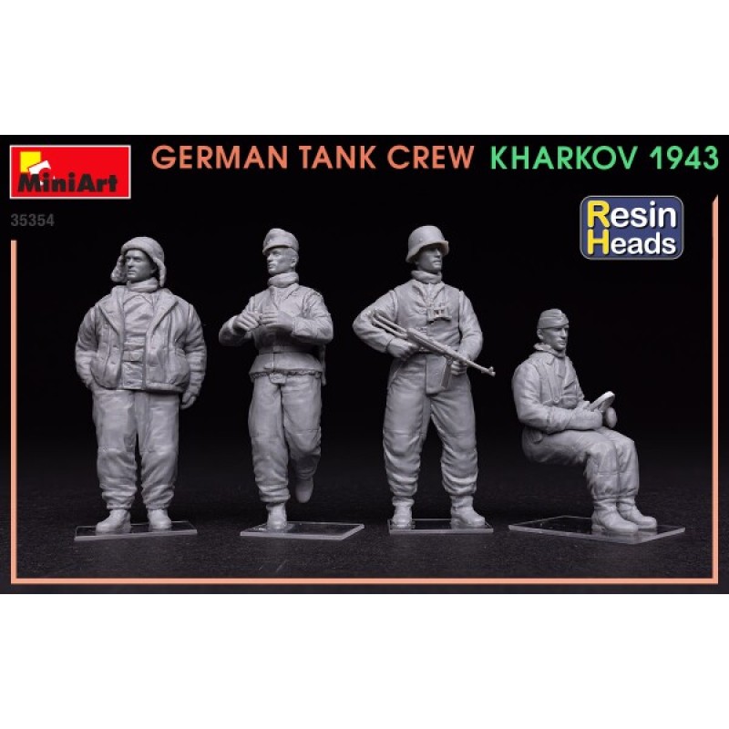 Сборная модель 1:35 Фигуры Немецкий танковый экипаж. Харьков 1943. (смоляные головы) МиниАрт 35354