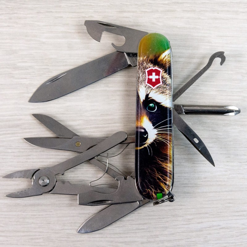 Складаний ніж Victorinox DELUXE TINKER ANIMAL Єнот 1.4723.3.F1120pw