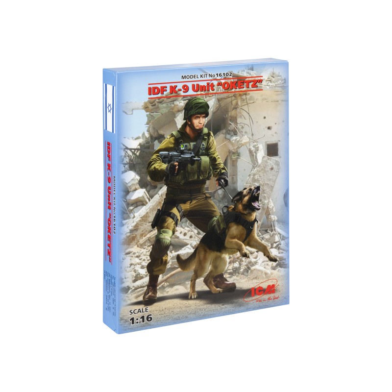 Збірна модель 1:16 Фігура Офіцер підрозділу К-9 IDF із собакою ICM 16102