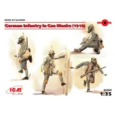 Сборная модель 1:35 фигур Немецкая пехота в противогазах (1918 г.) ICM35695