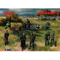 Збірна модель 1:48 німецький літак Bf 109F-2 з пілотами і наземним персоналом, ICM48803