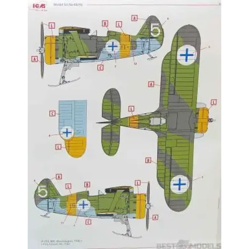 Сборная модель самолета Сборная модель 1:48 Советский истребитель-биплан I-153 (зимняя версия) ICM 48096 1:48