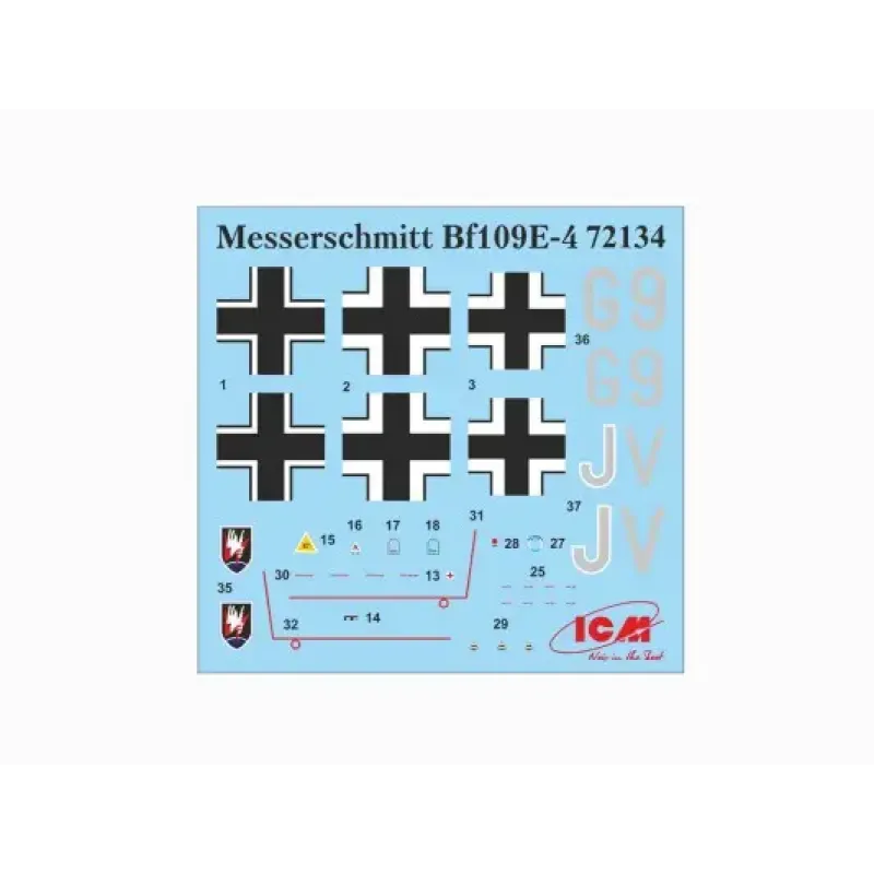 Сборная модель самолета Сборная модель 1:72 Самолет Мессершмитт Bf 109E-4 ICM 72134 1:72