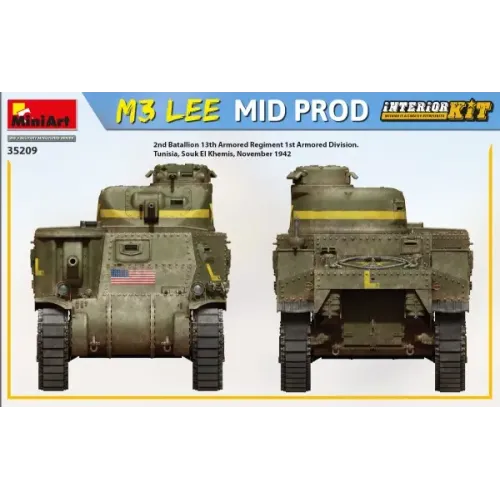 Збірна модель 1:35 Танк М3 Lee середнє виробництво з інтер'єром Miniart 35209
