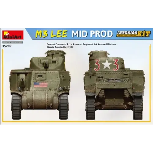 Збірна модель 1:35 Танк М3 Lee середнє виробництво з інтер'єром Miniart 35209
