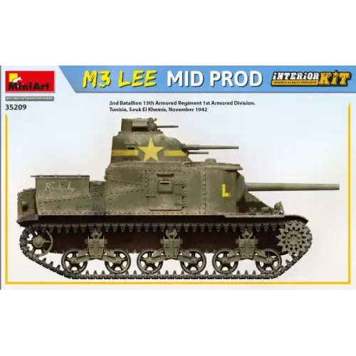 Збірна модель 1:35 Танк М3 Lee середнє виробництво з інтер'єром Miniart 35209
