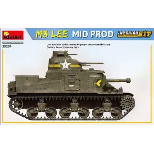Збірна модель 1:35 Танк М3 Lee середнє виробництво з інтер'єром Miniart 35209