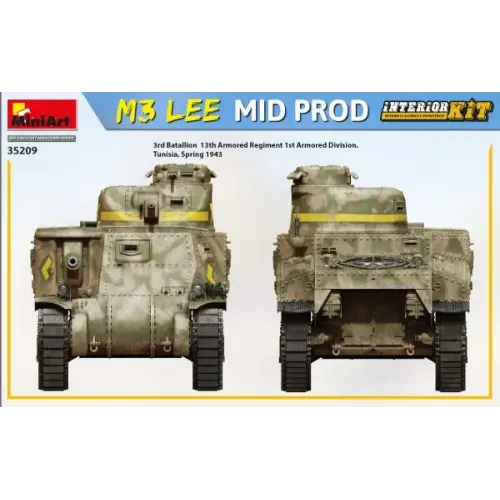 Збірна модель 1:35 Танк М3 Lee середнє виробництво з інтер'єром Miniart 35209