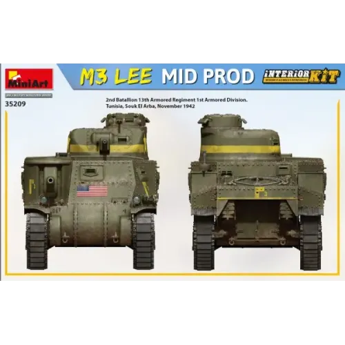 Збірна модель 1:35 Танк М3 Lee середнє виробництво з інтер'єром Miniart 35209