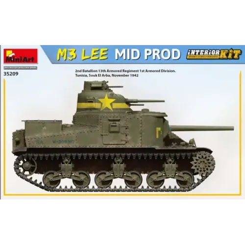 Збірна модель 1:35 Танк М3 Lee середнє виробництво з інтер'єром Miniart 35209
