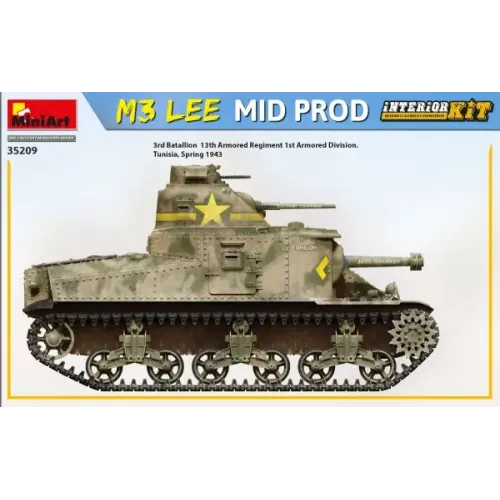 Збірна модель 1:35 Танк М3 Lee середнє виробництво з інтер'єром Miniart 35209