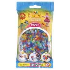 Термомозаїка HAMA Набір кольорових намистин MIDI 5+ 1000шт, 6 напівпрозорих кольорів з блискітками