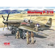 Збірна модель 1:48 американський винищувач Мустанг Р-51 В з пілотами і техніками ICM 48125