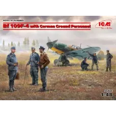 Сборная модель 1:48 немецкий самолет Bf 109F-4 с наземным персоналом ICM48805