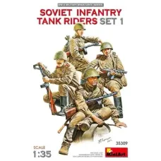 Сборная модель 1:35 Фигуры Советская пехота на танке, набор 1 МиниАрт 35309