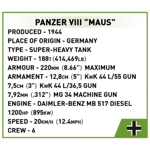 Конструктор COBI Танк Maus 1:28, 1605 деталей