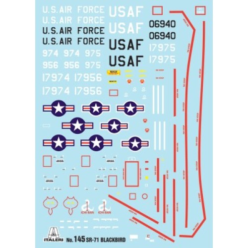 Сборная модель самолета Cборная модель 1:72 Самолет SR - 71 Black Bird with Drone Италери 0145 1:72