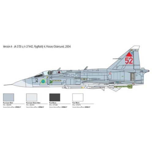 Збірна модель літака Збірна модель 1:48 Літак Saab JA 37:AJ 37 Viggen Italeri 2785 1:48