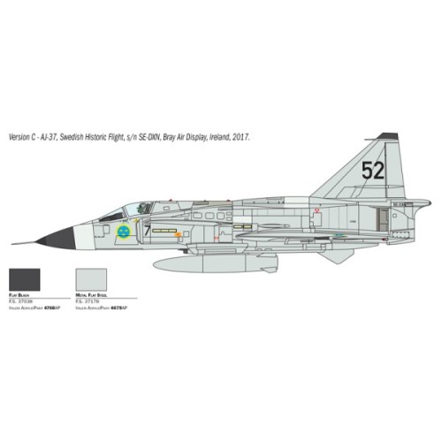 Збірна модель літака Збірна модель 1:48 Літак Saab JA 37:AJ 37 Viggen Italeri 2785 1:48