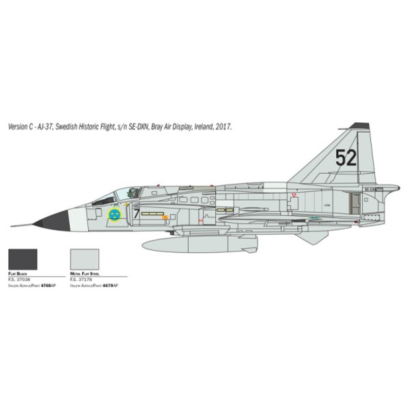 Збірна модель літака Збірна модель 1:48 Літак Saab JA 37:AJ 37 Viggen Italeri 2785 1:48