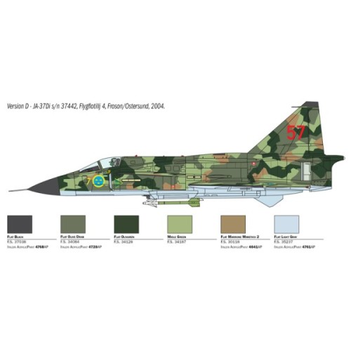 Збірна модель літака Збірна модель 1:48 Літак Saab JA 37:AJ 37 Viggen Italeri 2785 1:48