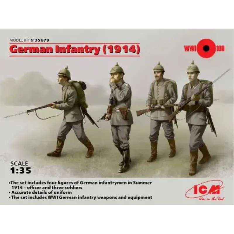 Сборная модель 1:35 фигурка Немецкая пехота (1914 г.) ICM35679