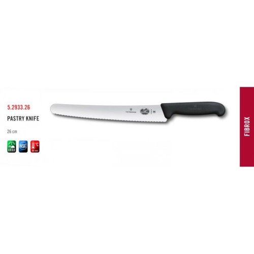 Кондитерський ніж Victorinox FIBROX 26см хвил чорн 5.2933.26