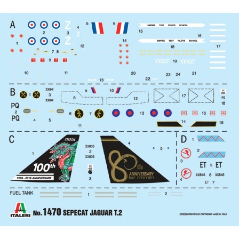 Сборная модель самолета Cборная модель 1:72 Самолет Jaguar T.2 R.A.F. Trainer Италери 1470 1:72