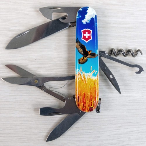 Швейцарский складной нож 91мм Victorinox CLIMBER UKRAINE 1.3703.7.T3230pw