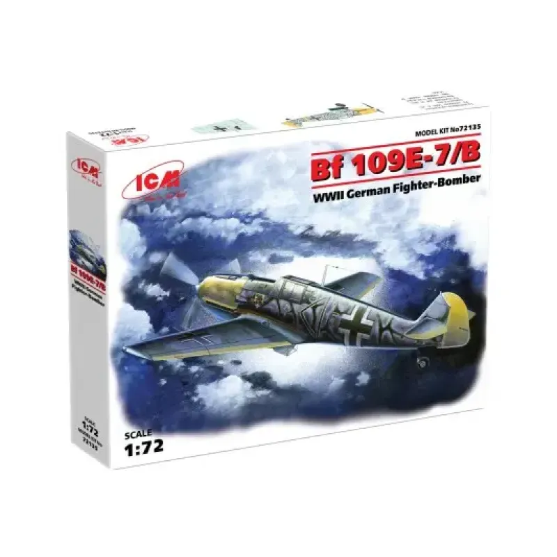 Сборная модель самолета Сборная модель 1:72 немецкий истребитель-бомбардировщик Мессершмитт Bf 109E-7:B ICM 72135 1:72