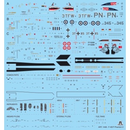 Збірна модель літака Збірна модель 1:72 Літак F-4E:F Phantom II Italeri 1448 1:72