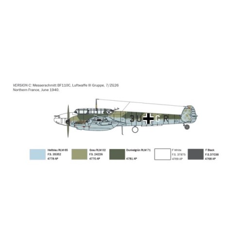 Збірна модель літака Збірна модель 1:72 Літак BF-110 C ZERSTORER Italeri 0049 1:72