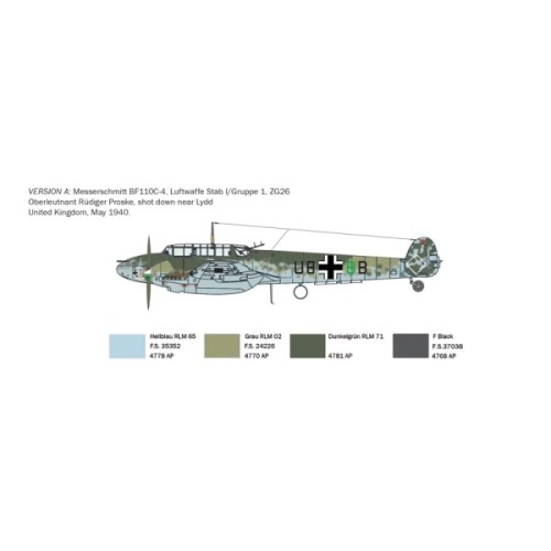 Збірна модель літака Збірна модель 1:72 Літак BF-110 C ZERSTORER Italeri 0049 1:72