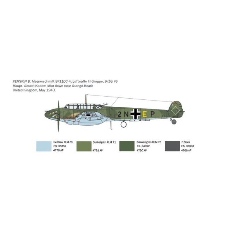 Сборная модель самолета Cборная модель 1:72 Самолет BF-110 C ZERSTORER Италери 0049 1:72
