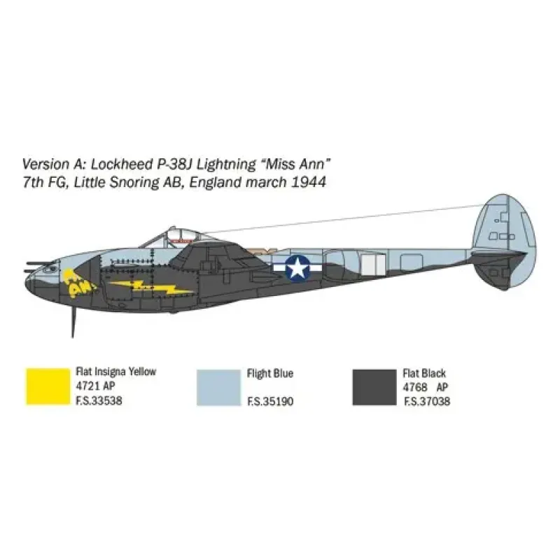 Сборная модель самолета Cборная модель 1:72 Самолет P-38J Lightning Италери 1446 1:72
