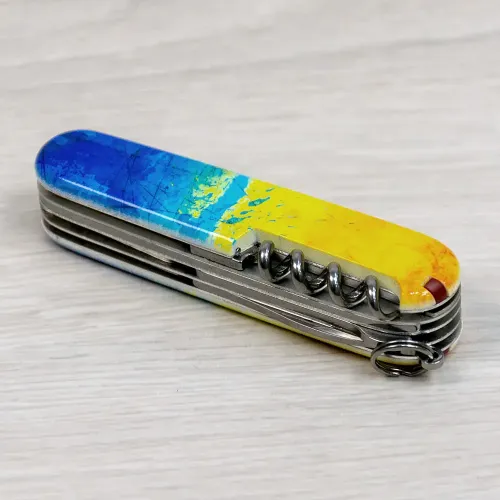 Складаний ніж Victorinox HUNTSMAN UKRAINE Жовто-синій малюнок 1.3713.7.T3100pw