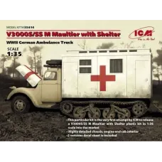 Збірна модель 1:35 Німецький санітарний автомобіль V3000S:SS M Maultier з укриттям ICM 35414