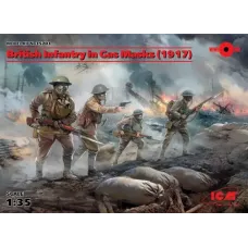 Сборная модель 1:35 Фигуры Британская пехота в противогазах (1917 г.), І МВ ICM 35703