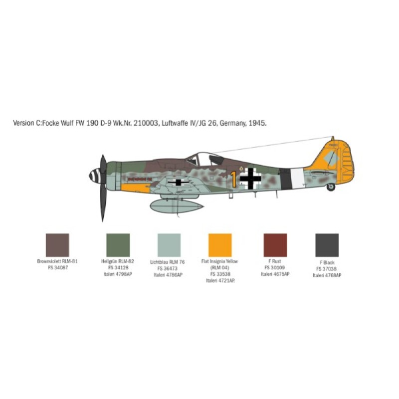 Сборная модель самолета Cборная модель 1:72 Самолет FW 190 D-9 Италери 1312 1:72
