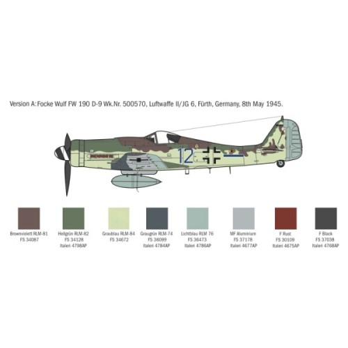 Збірна модель літака Збірна модель 1:72 Літак FW 190 D-9 Italeri 1312 1:72