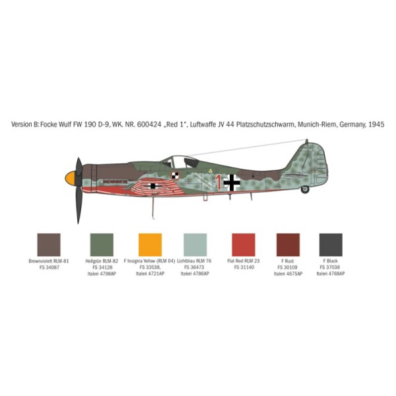 Сборная модель самолета Cборная модель 1:72 Самолет FW 190 D-9 Италери 1312 1:72