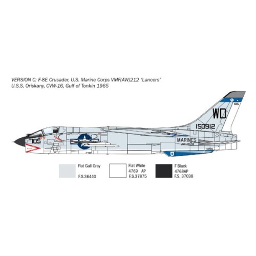 Збірна модель літака Збірна модель 1:72 Літак F-8E Crusader Italeri 1456 1:72