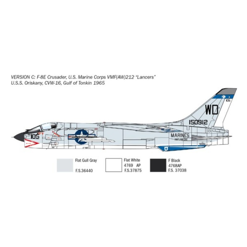 Сборная модель самолета Сборная модель 1:72 Самолет Ф-8E Crusader Италери 1456 1:72