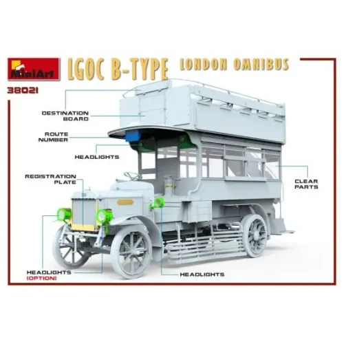 Сборная модель 1:35 Автобус Лондонский Омнибус LGOC тип Б Миниарт 38021