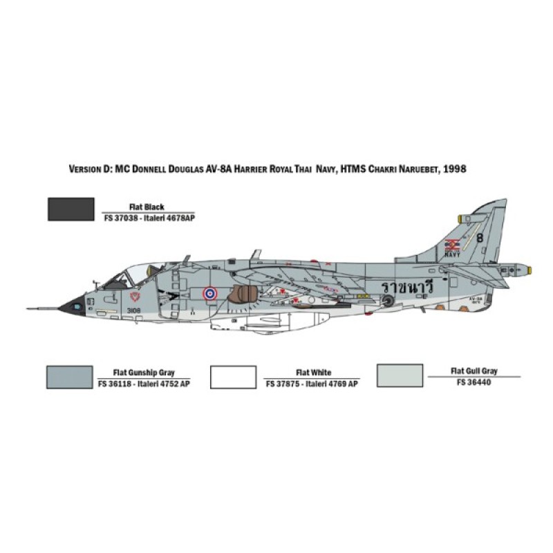 Збірна модель літака Збірна модель 1:72 Літак AB-8A Harrier Italeri 1410 1:72
